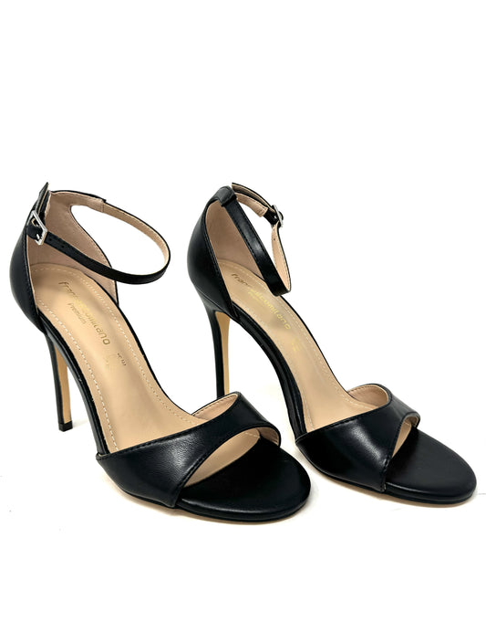 Sandalo in pelle nero t. 10 cm -C2305AN