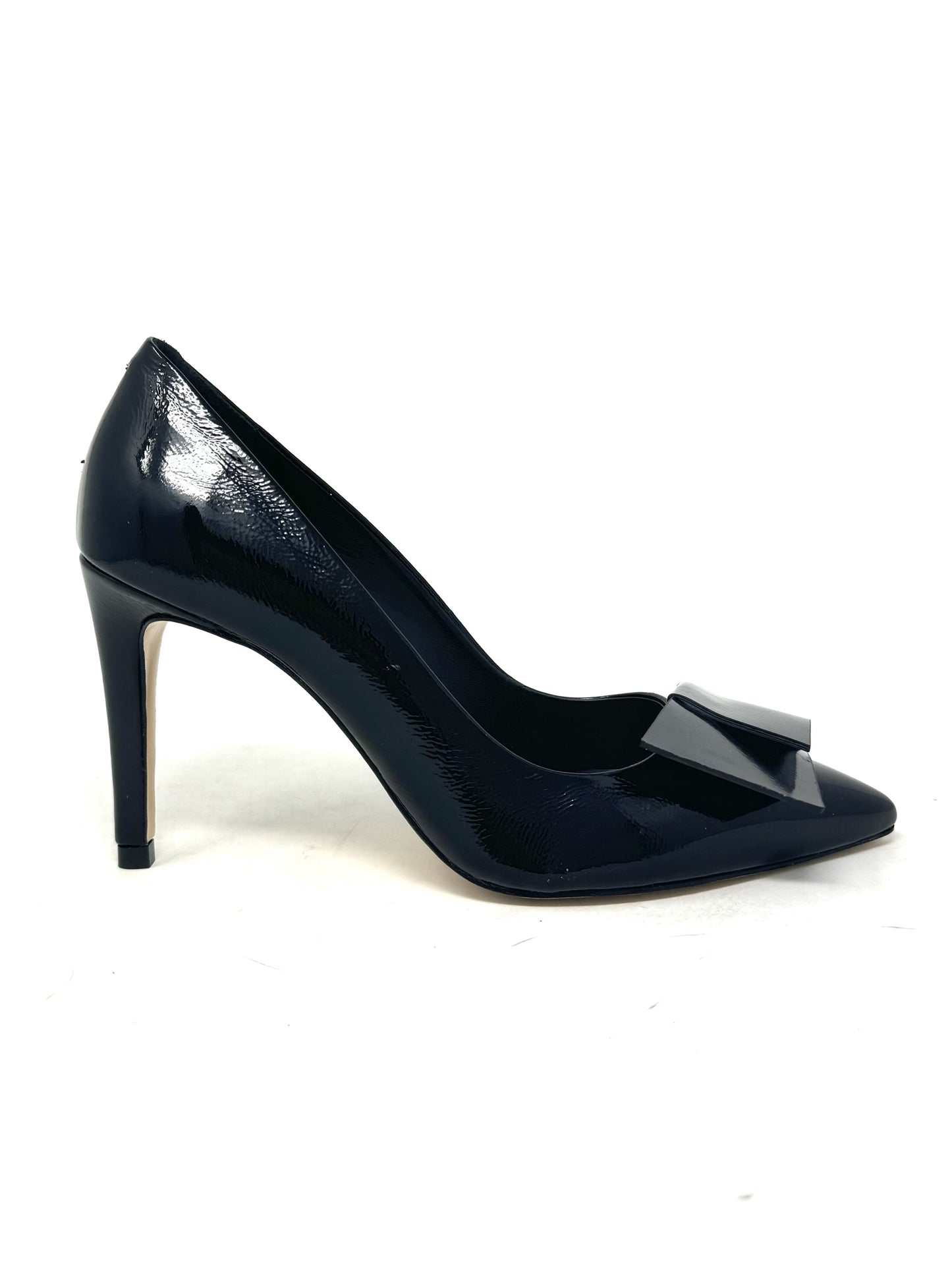 Decolletè in vernice nera tacco 9 cm fiocco -2439H