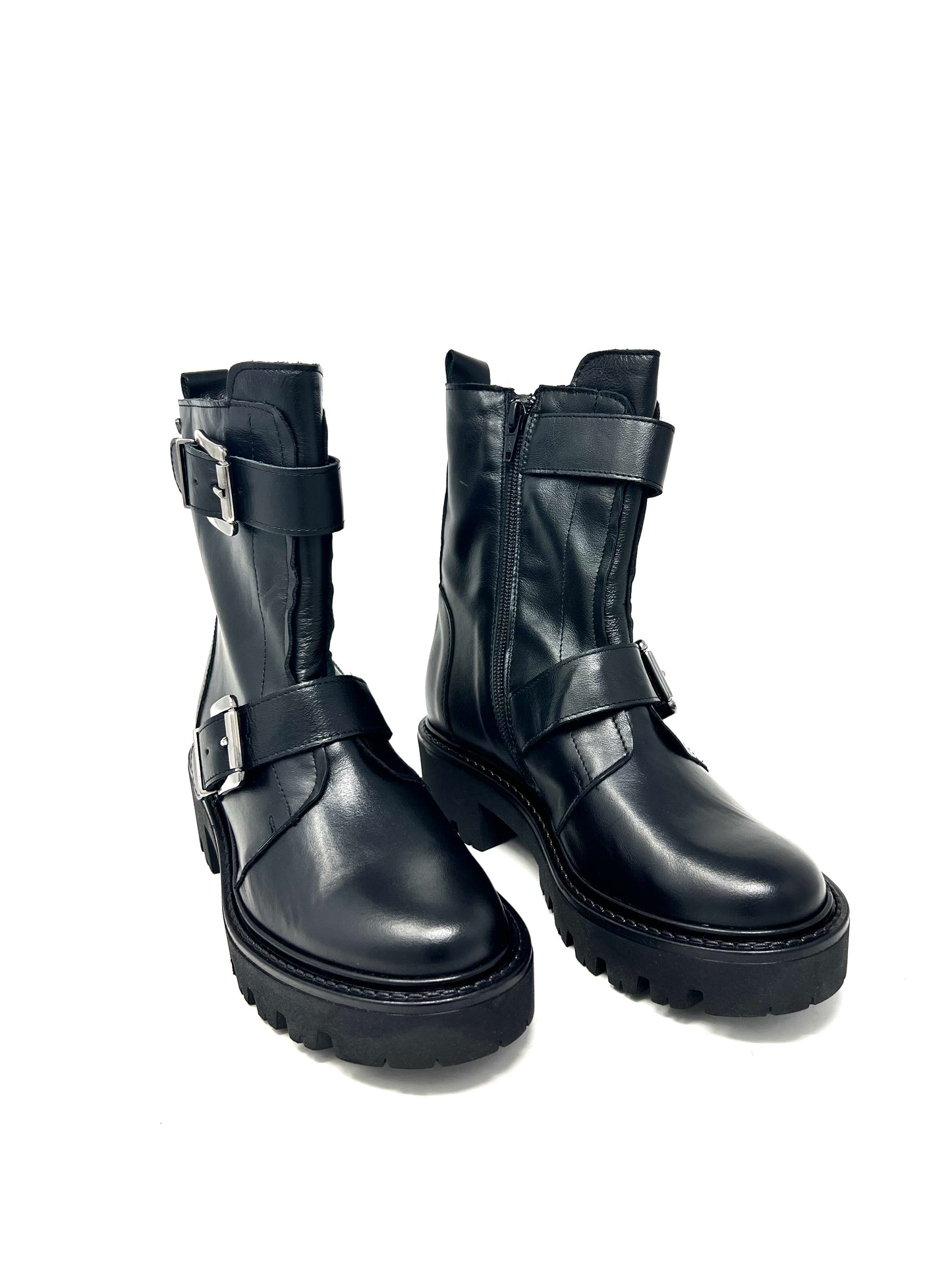 Bikers con fibbie fondo chunky neri -GIUL2N