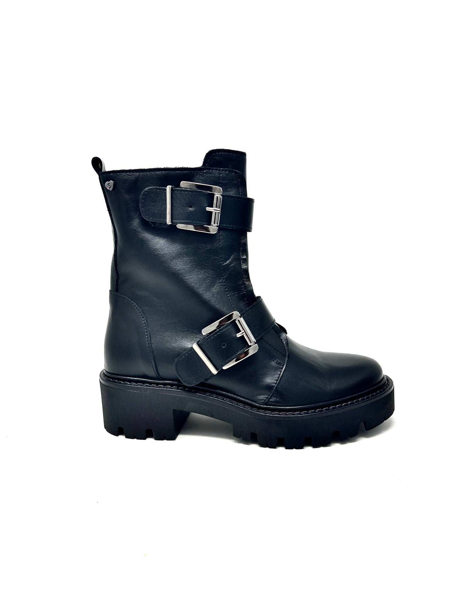 Bikers con fibbie fondo chunky neri -GIUL2N