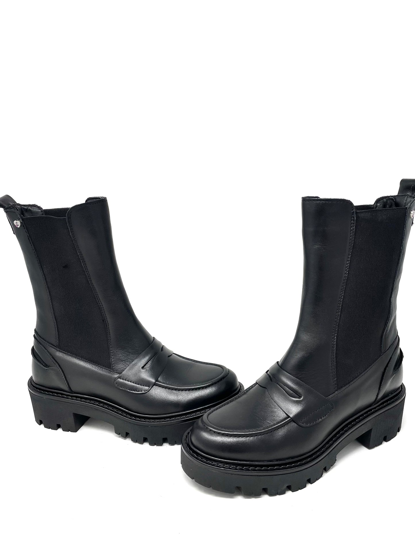 Stivali chelsea in vitello nero elastici -GIULBE