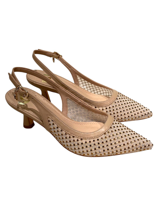 Slingback rete con strass oro -GD196B