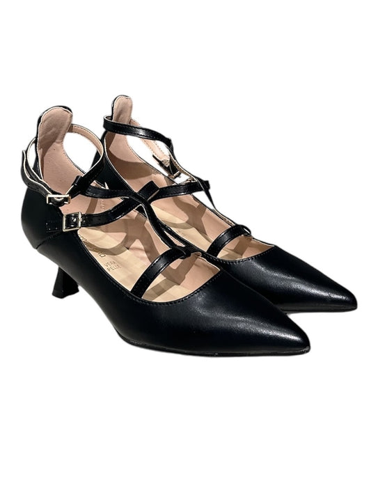 Decolletè con fibbie in pelle nero -F0503NE