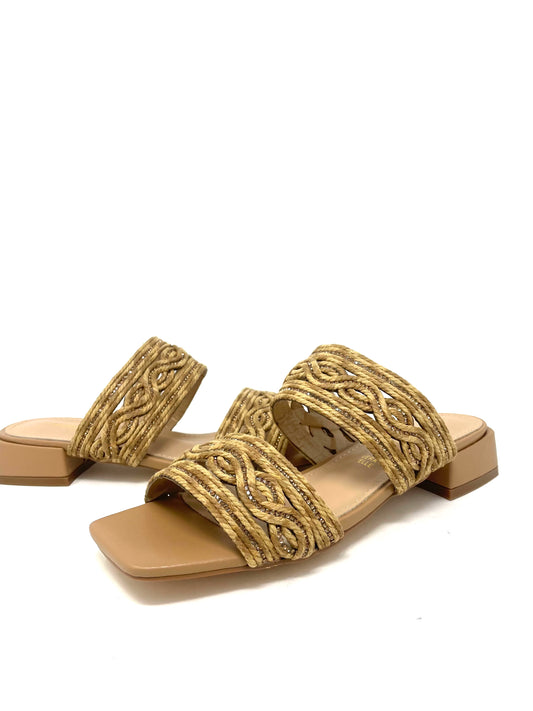 Ciabatta doppia fascia raffia - C1710K