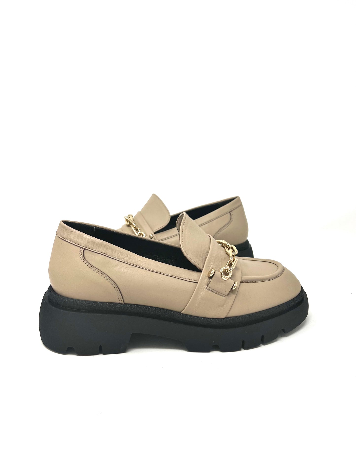 Mocassino chunky in pelle beige-R45371