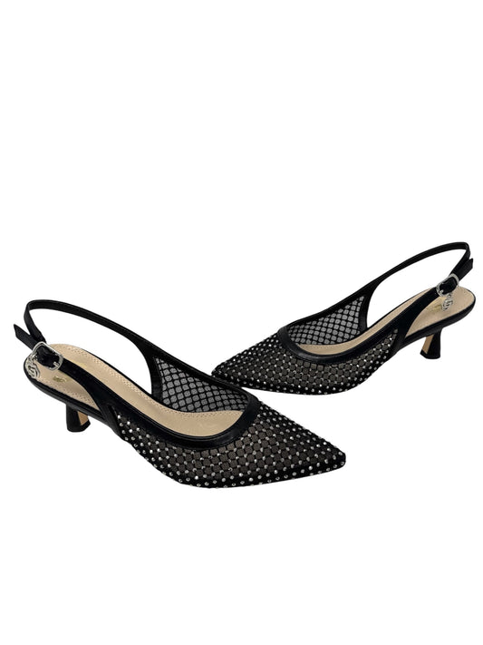 Slingback a rete con strass nero -GD196