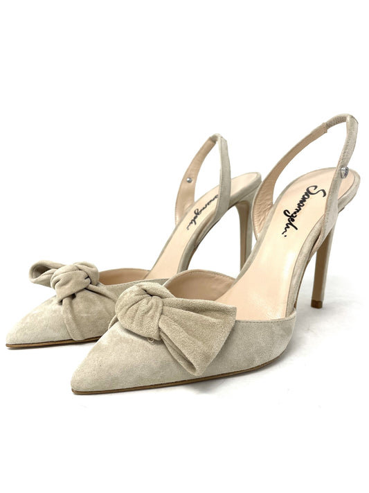 Slingback in camoscio nude fiocco frontale tacco 100mm - 695012U