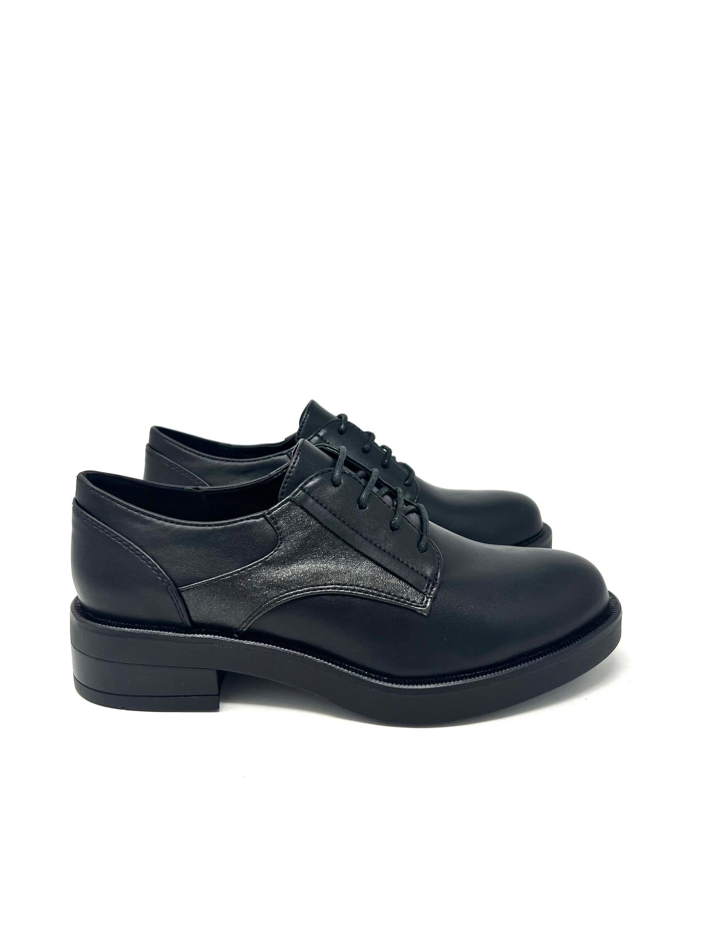Derby riporto laterale laminato nero-EA9102N