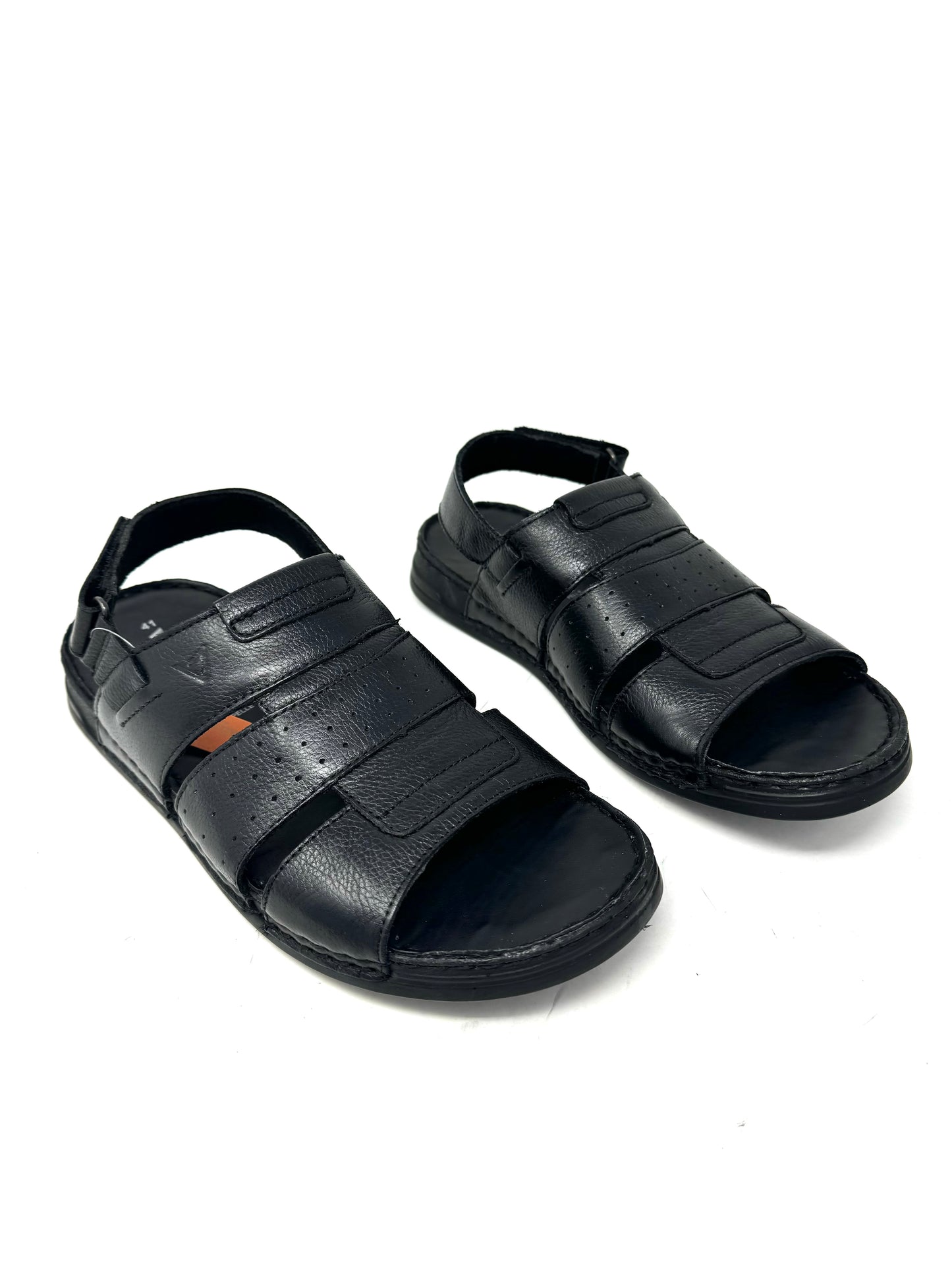 Sandalo uomo tre fasce vitello nero -36935N