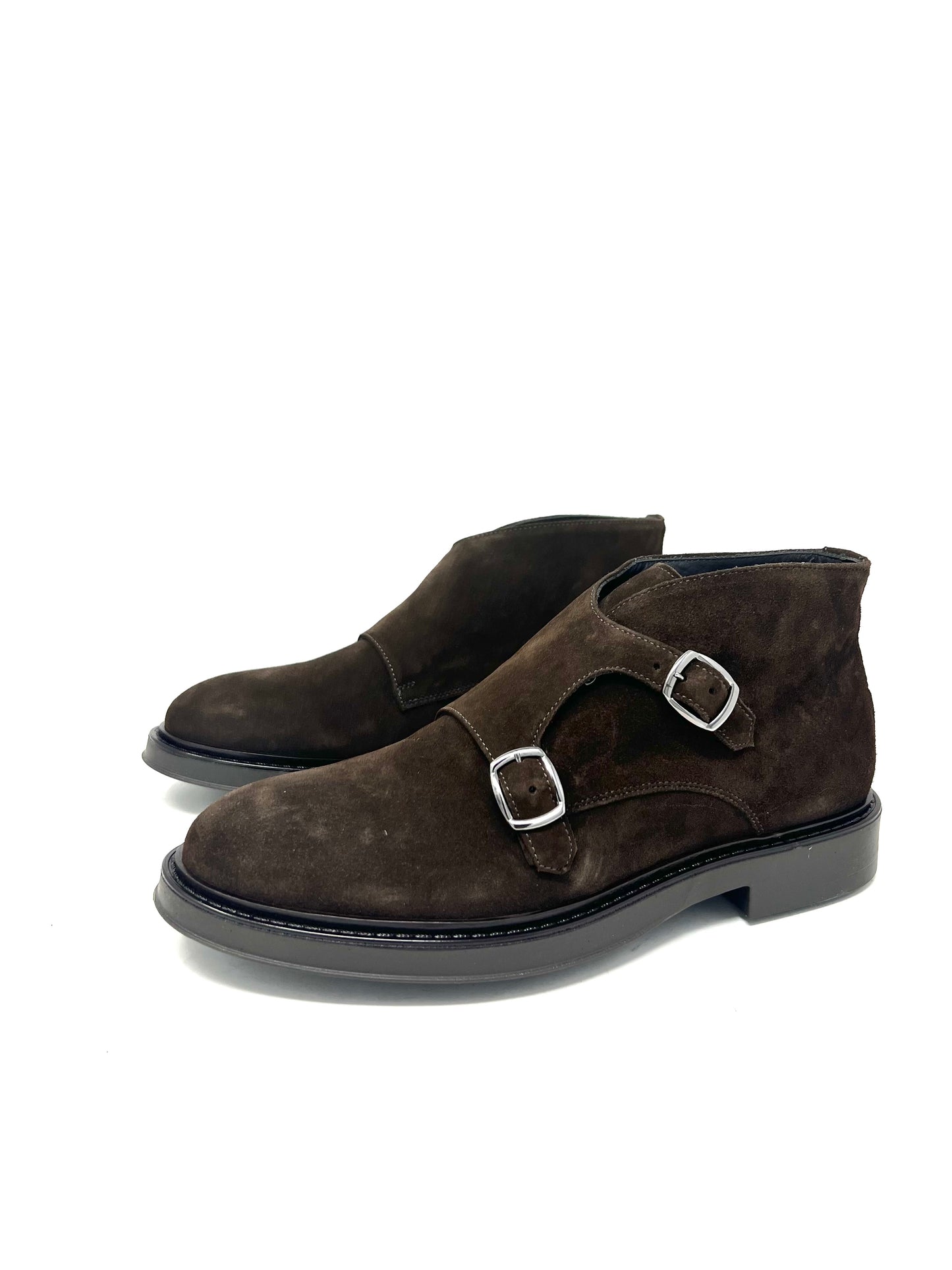 Desert boot con fibbie camoscio marrone t. moro -DOC18TM