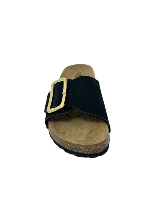 Ciabatta con fibbia calz. tipo fussbett colore nero - VH31836