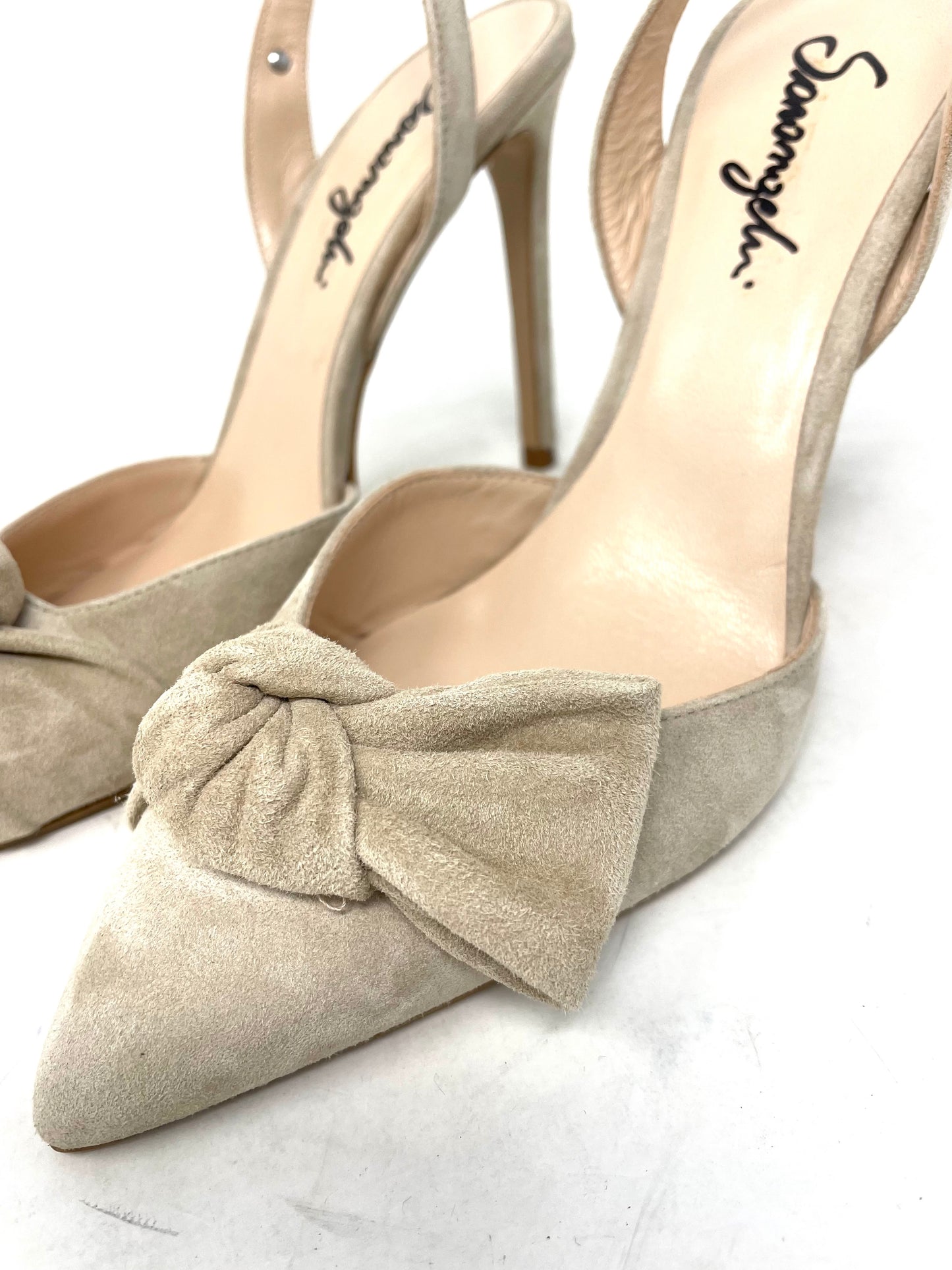 Slingback in camoscio nude fiocco frontale tacco 100mm - 695012U
