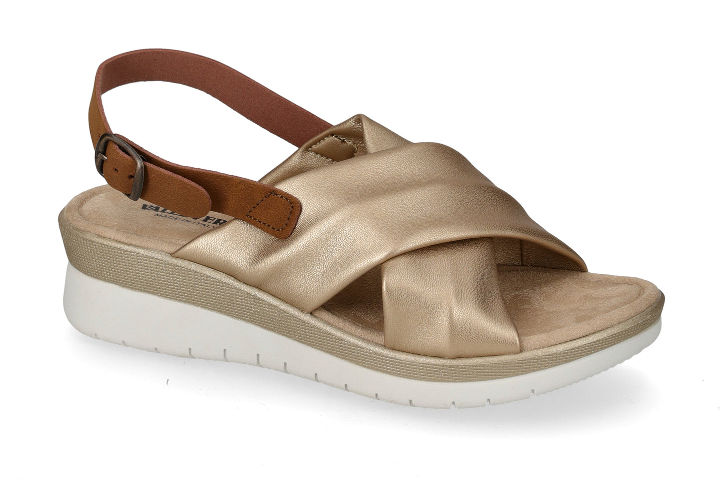 Sandalo intrecciato platform platino V_52108