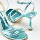 Sandalo listini incrociati in pelle azzurro -2086G2