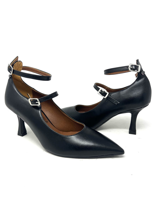 Decolletè liz nero doppio cinturino t7 -6424NE