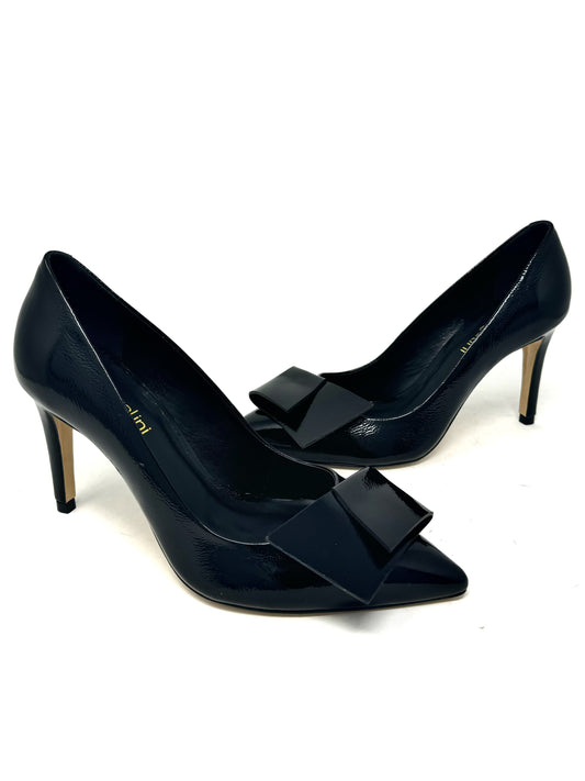 Decolletè in vernice nera tacco 9 cm fiocco -2439H