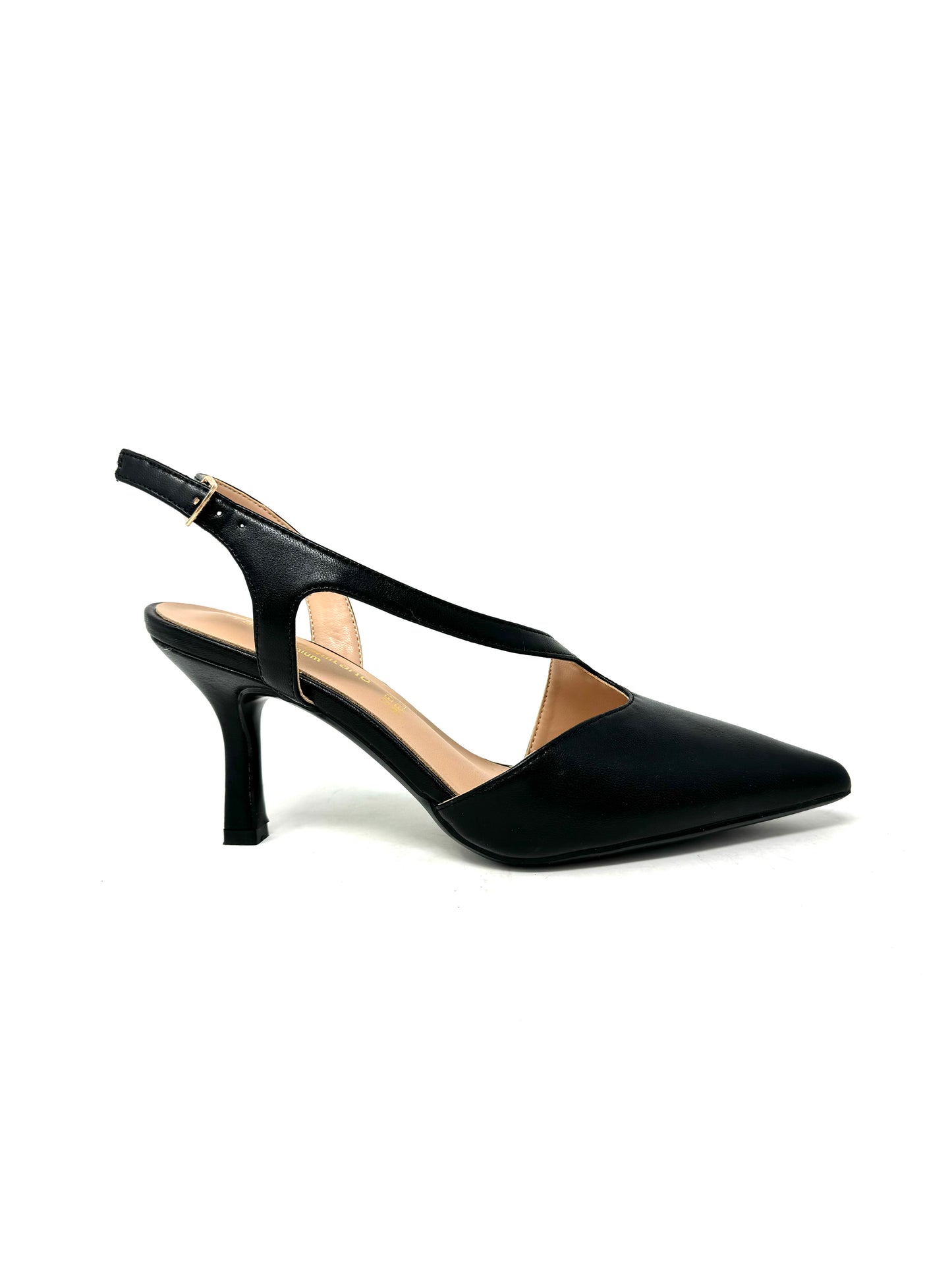 Slingback cinturino trasversale pelle nero - A0813AN