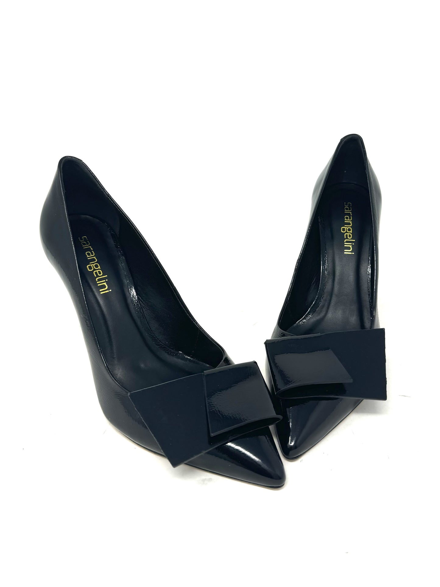 Decolletè in vernice nera tacco 9 cm fiocco -2439H