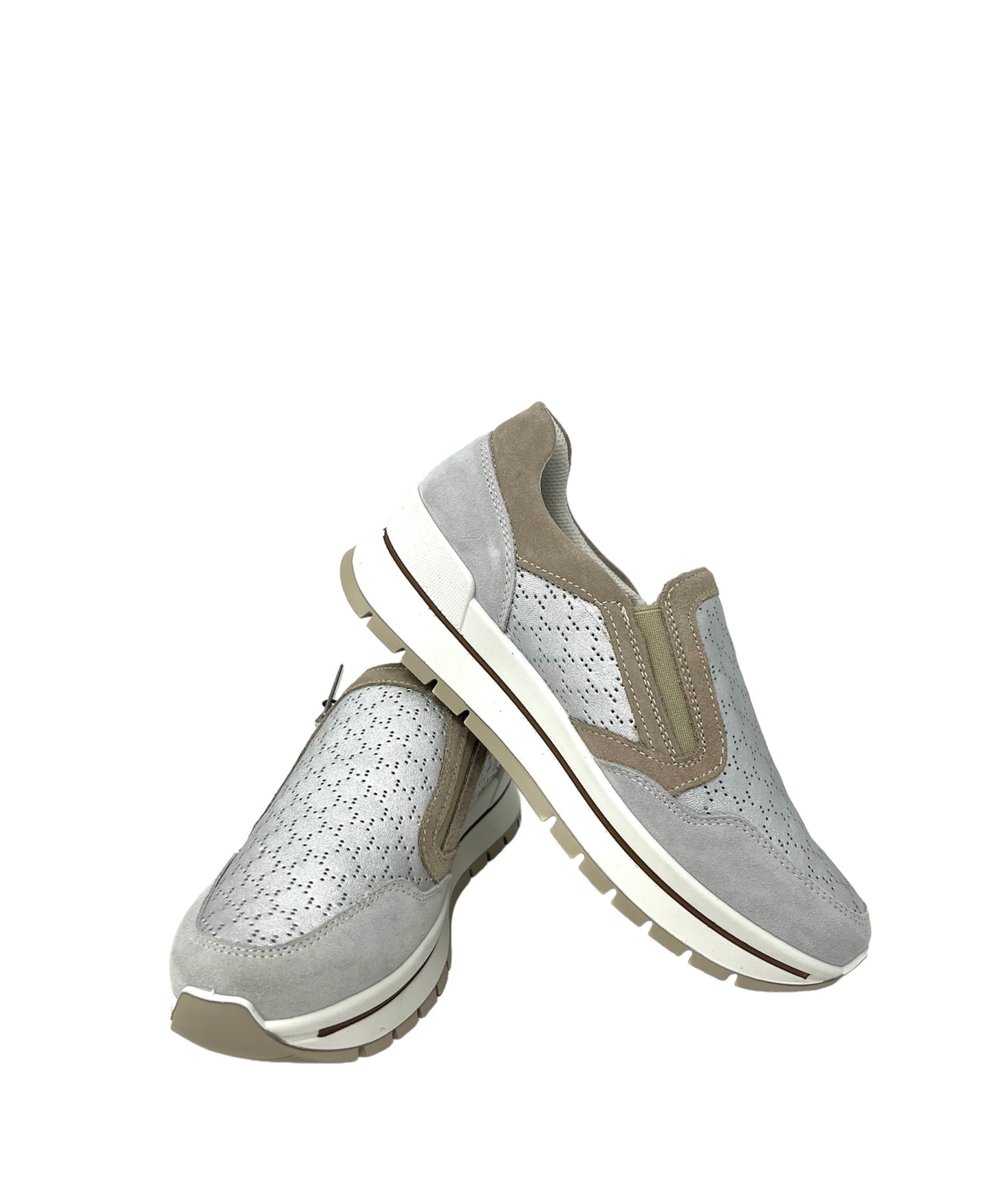 Slip on zip laterale scamosciata metal cristal argento - 566204C