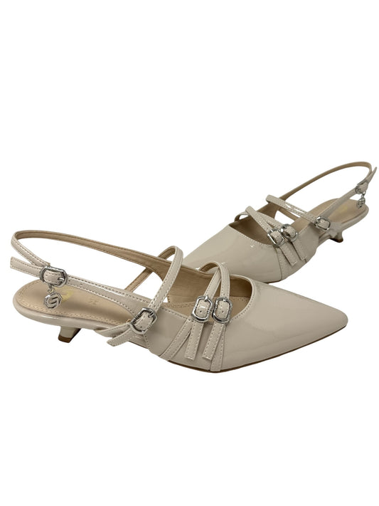 Slingback beige lucida con cinturini -G018