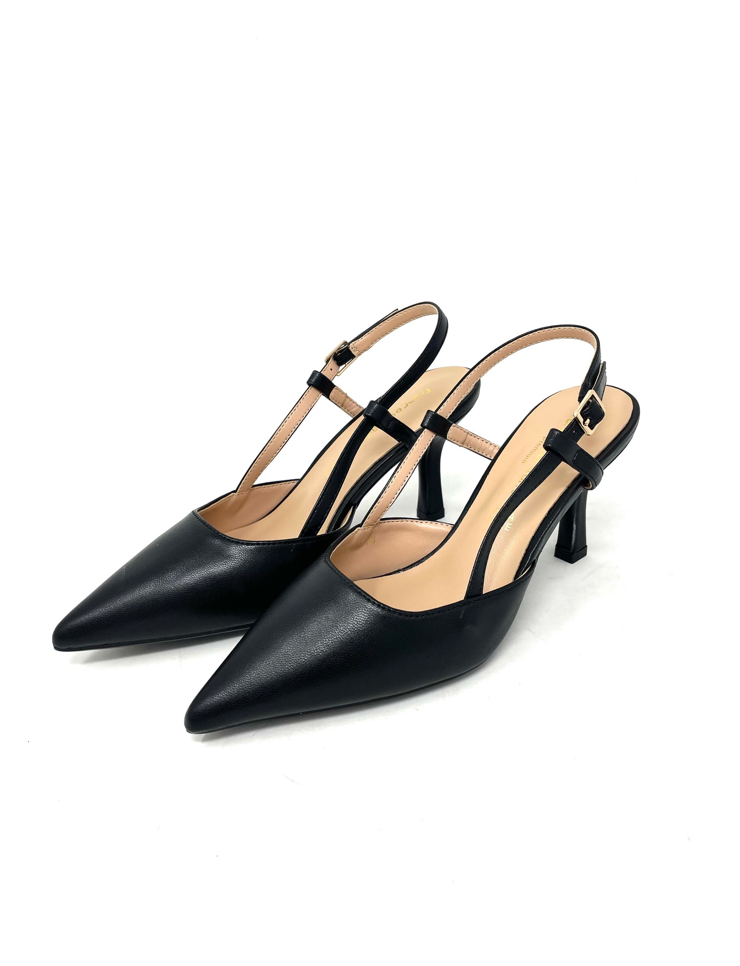 Slingback pelle nero tacco 7-E0911AN