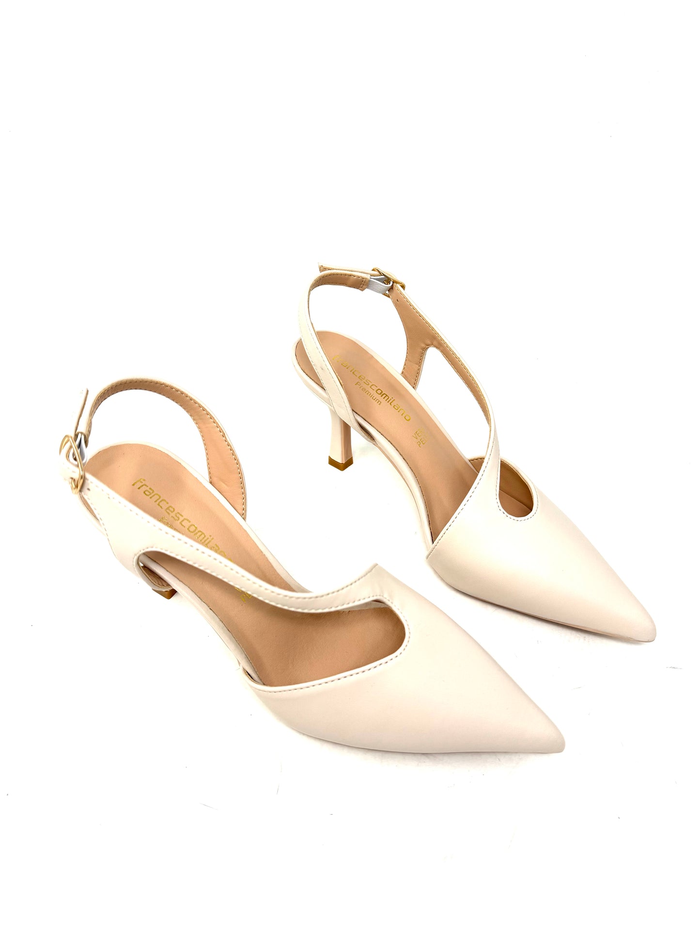 Slingback cinturino trasversale pelle beige - A0813AB