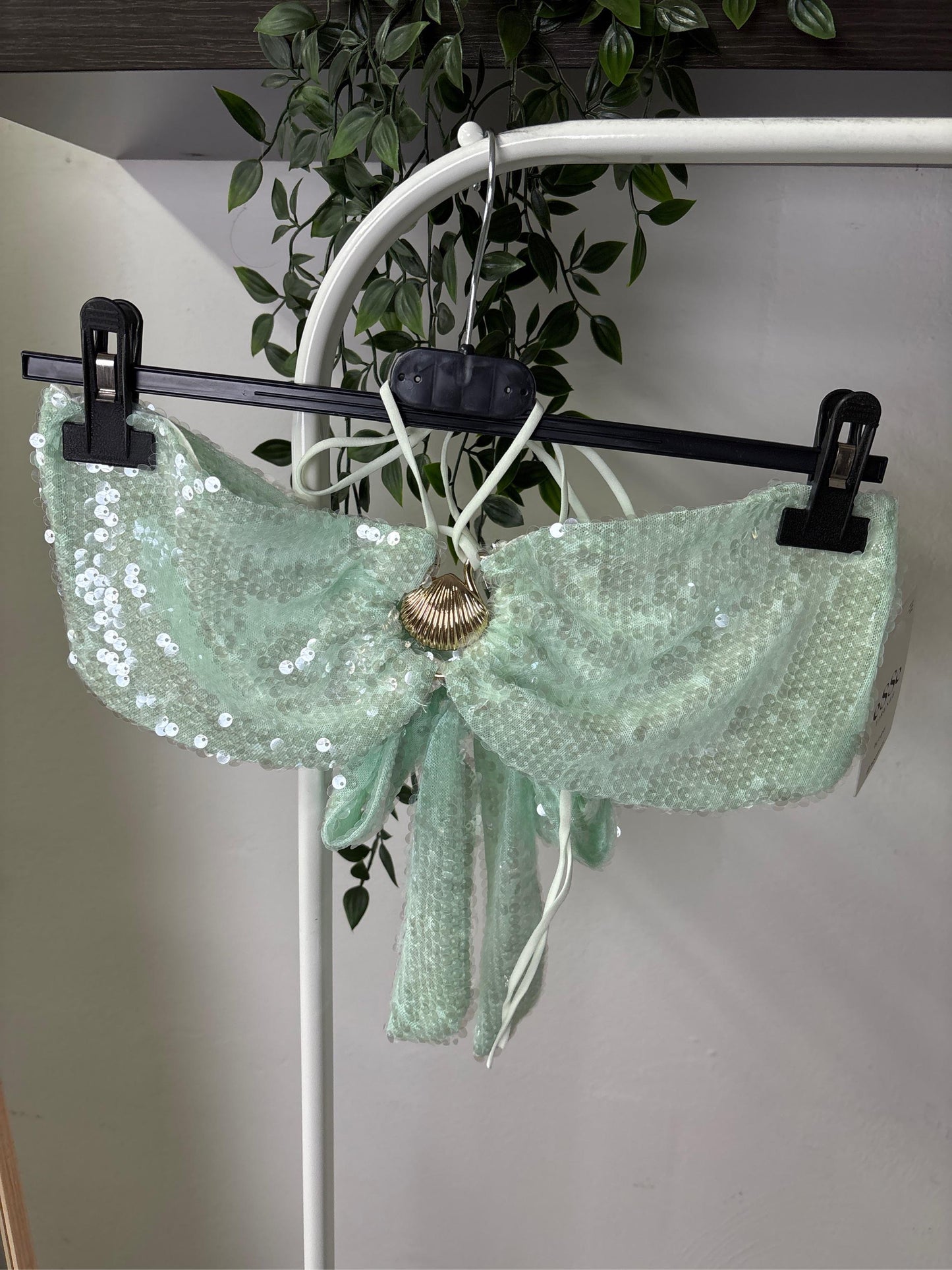 Top paiettes verde acqua