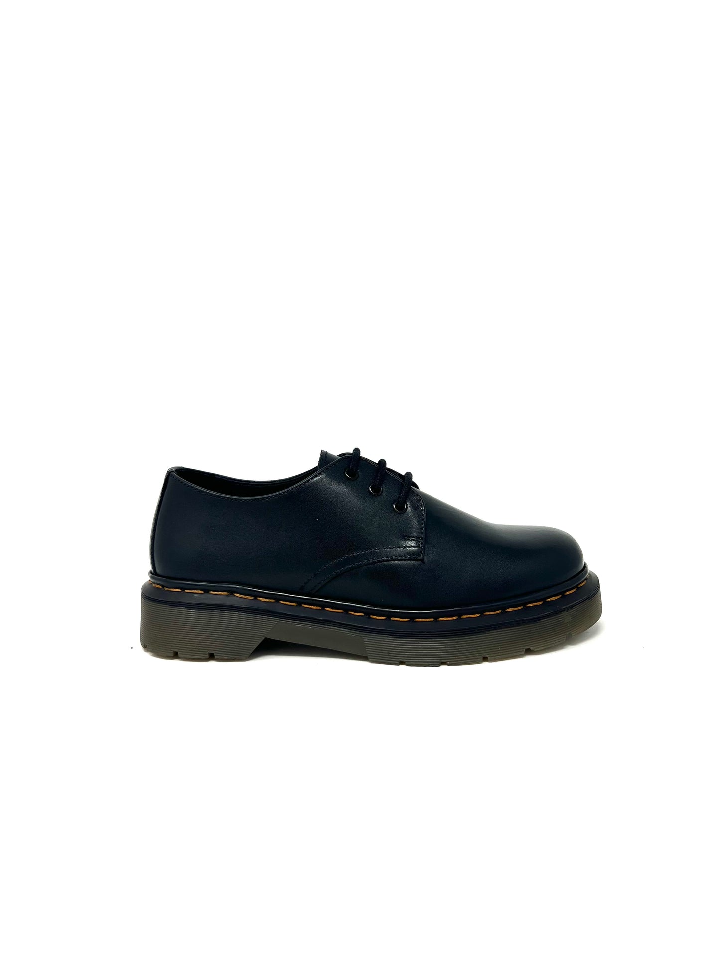Derby cucitura fondo pelle nero -DOC02