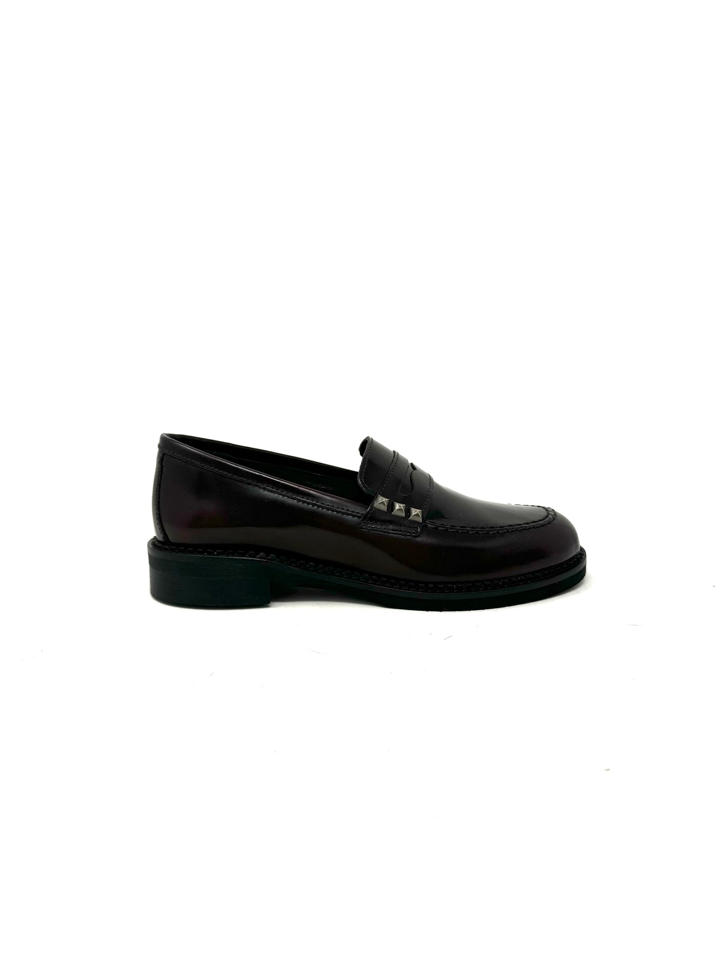 Mocassino fascetta borchia abrasivato bordeaux -157BO