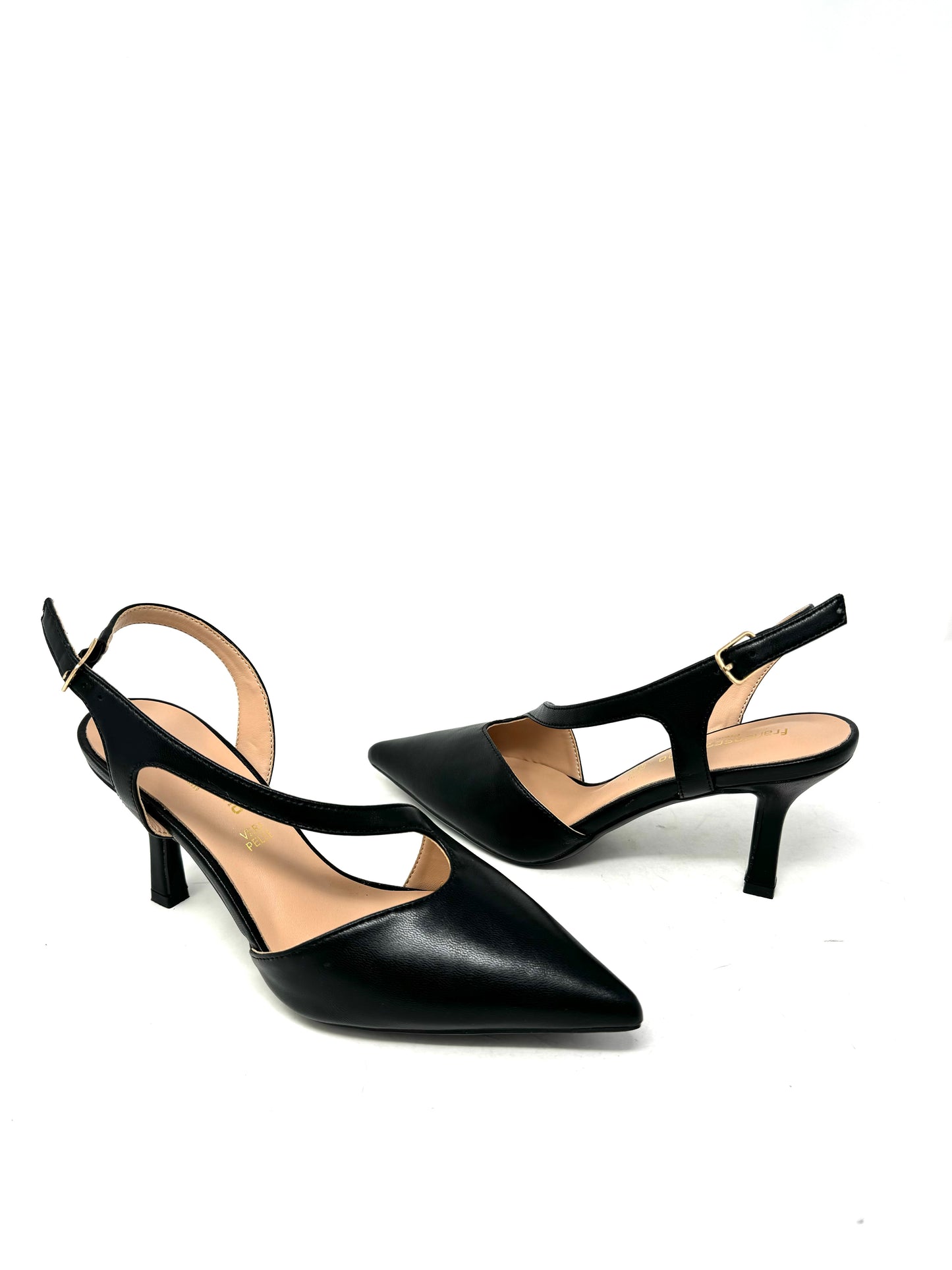 Slingback cinturino trasversale pelle nero - A0813AN