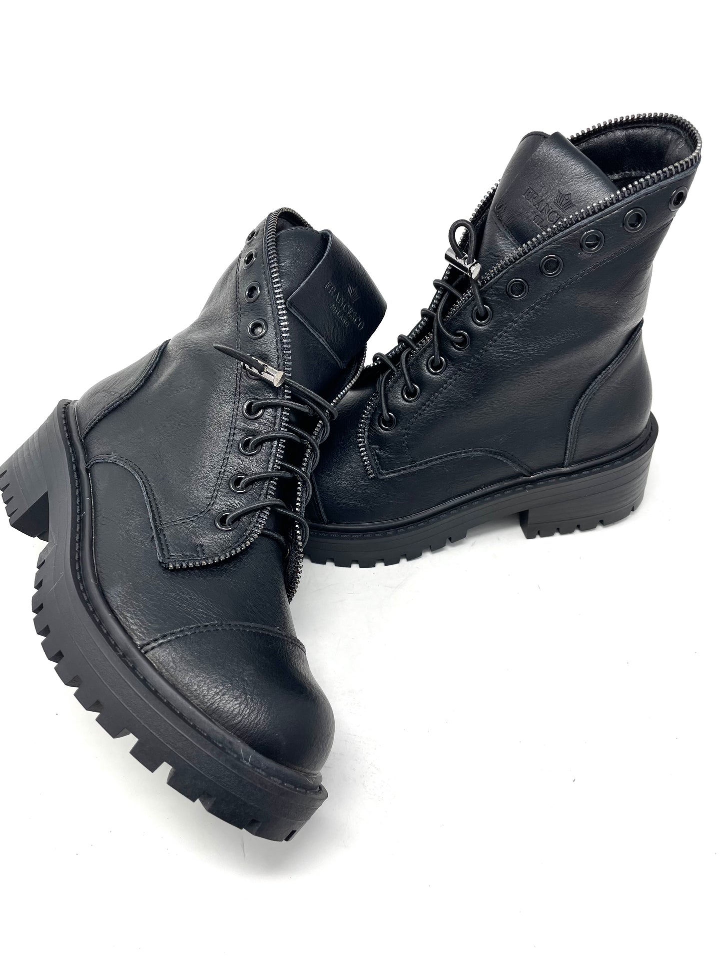 Anfibio profilo zip fondo carro pelle nero - B1901AN