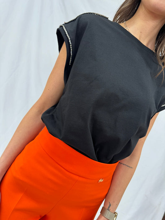 T-shirt profilo strass -38575