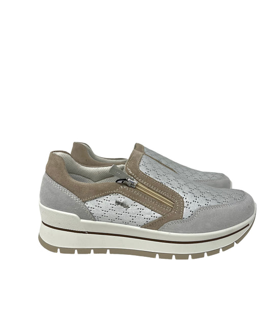 Slip on zip laterale scamosciata metal cristal argento - 566204C