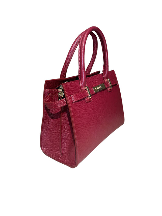 Shopping bag in pelle borgogna -HG48853