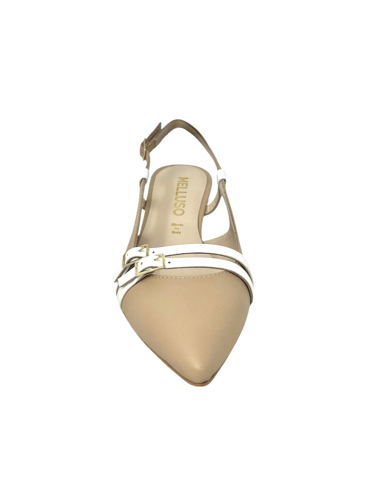 Slingback in nappa beige/bianca -E1690