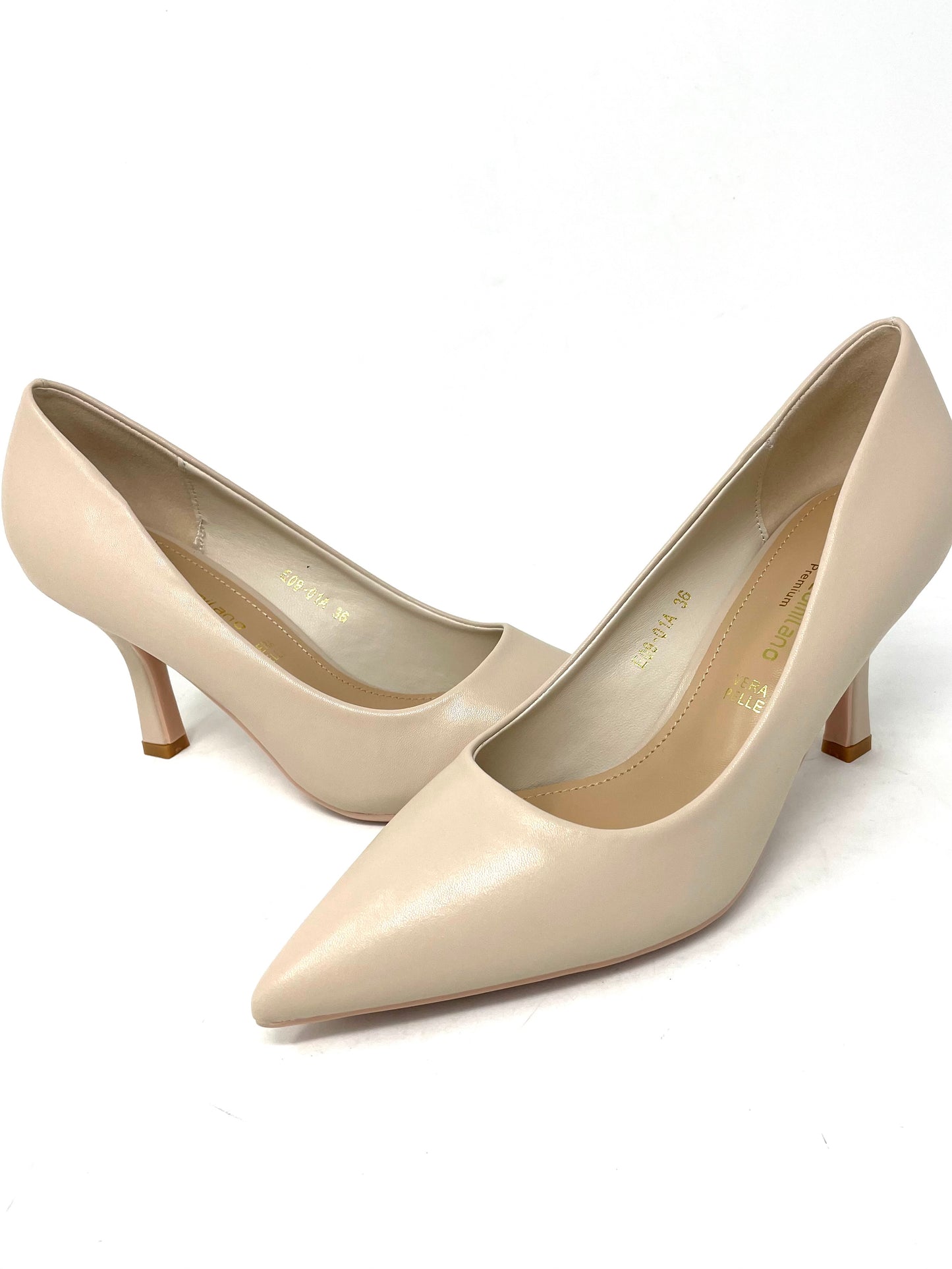 Décolleté tacco 8 pelle beige -E0901AB