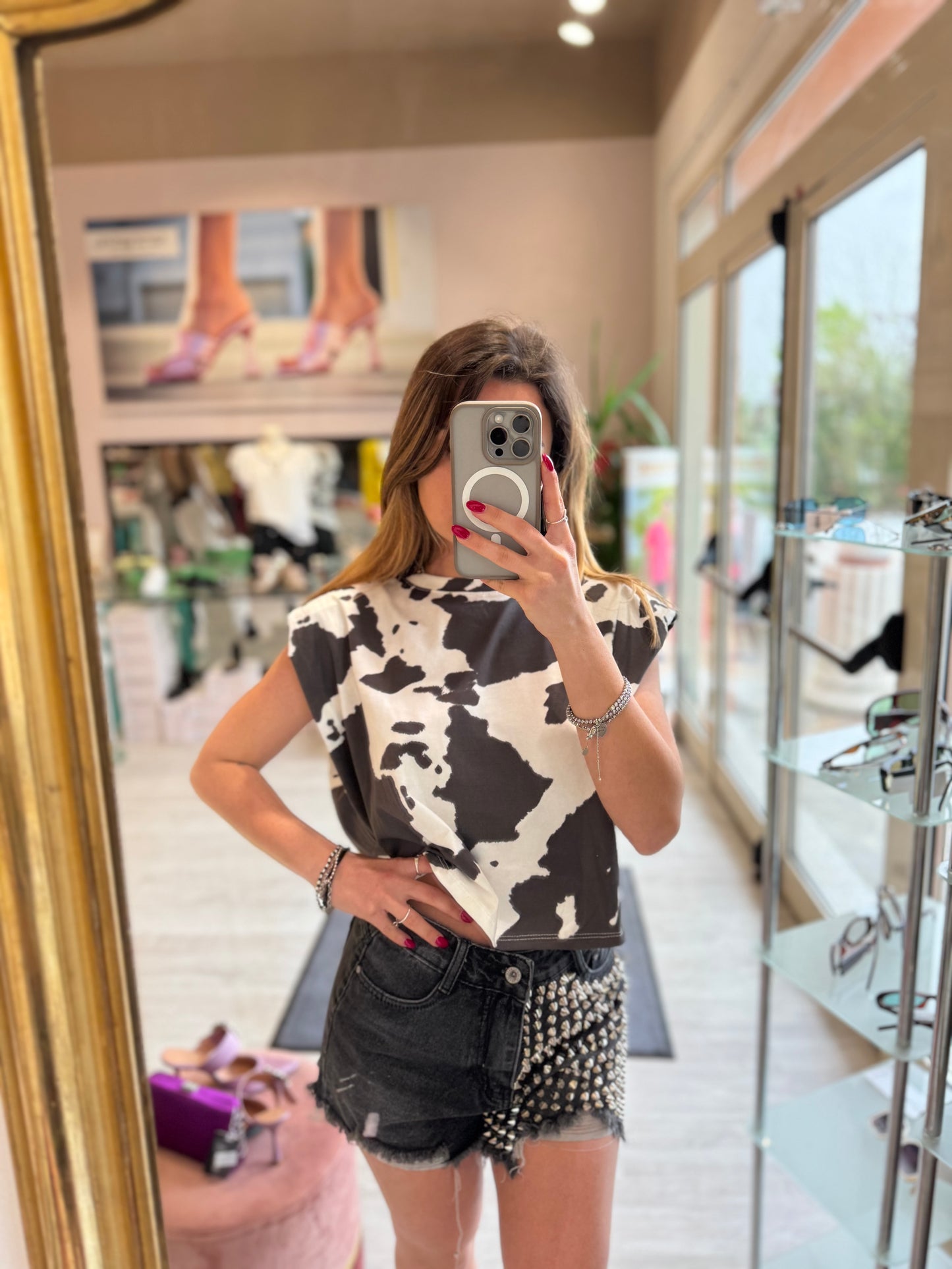 T-Shirt muccata con spalline