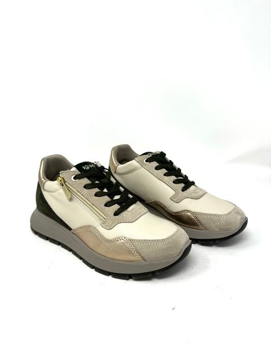 Sneaker Igi&Co Verde Oro cerniera laterale e lacci -6672511