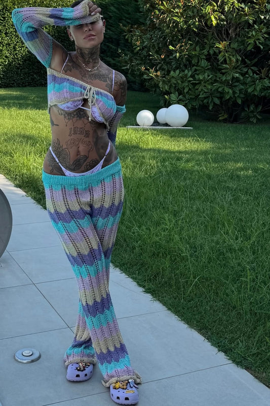 Coordinato top e pantalone lilla