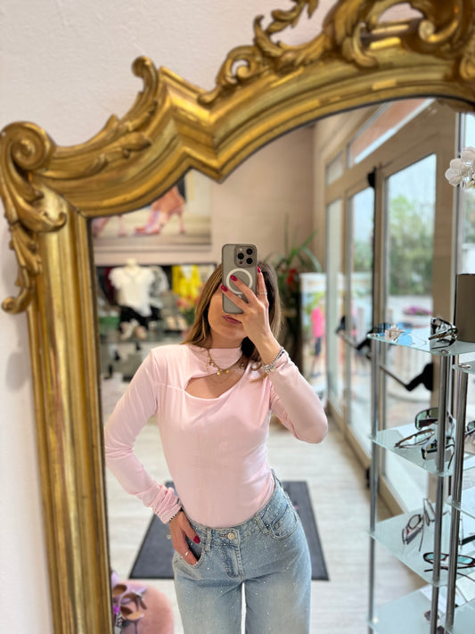 Body maniche lunghe con scollo oblo'