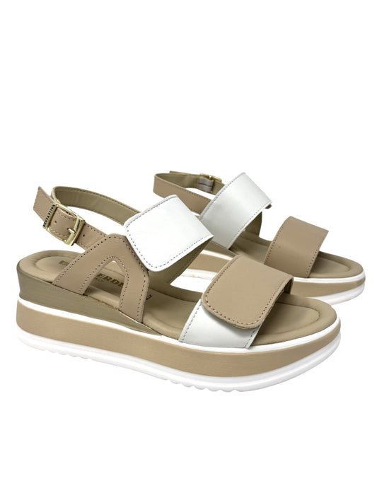 Sandalo donna doppia fascia color beige - 32112