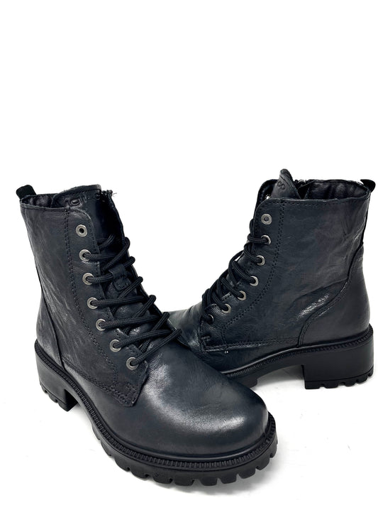 Anfibio in pelle effetto vintage nero -4663500