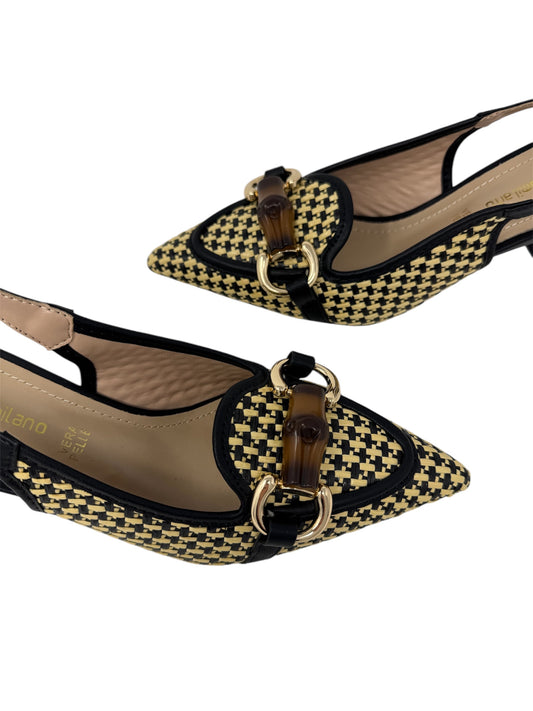 Slingback in raffia accessorio nero -E0607K