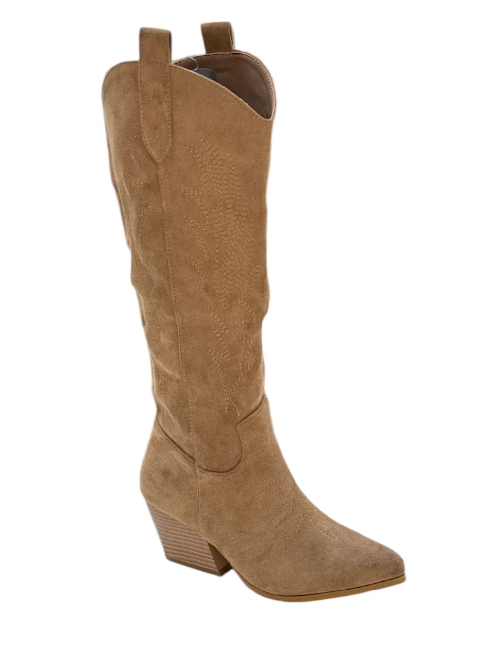 Texano eco camoscio beige tacco a cono -A9503CA
