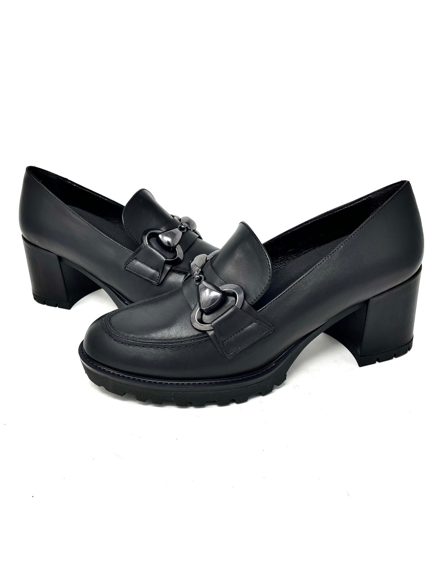 Mocassino con tacco chunky nero -L5255N