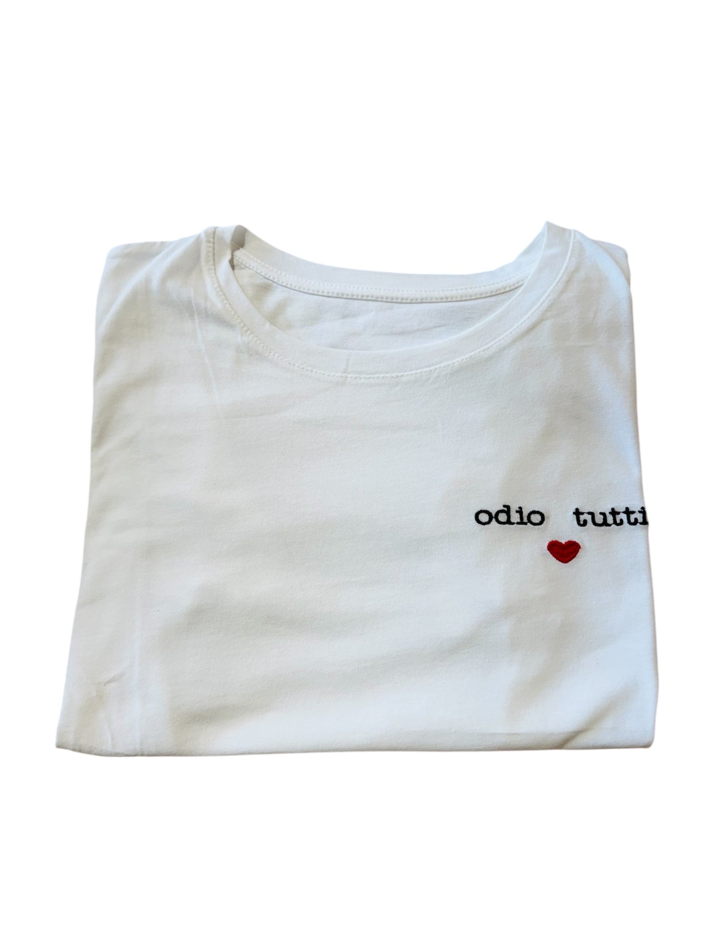 T-shirt bianca con frase -133100