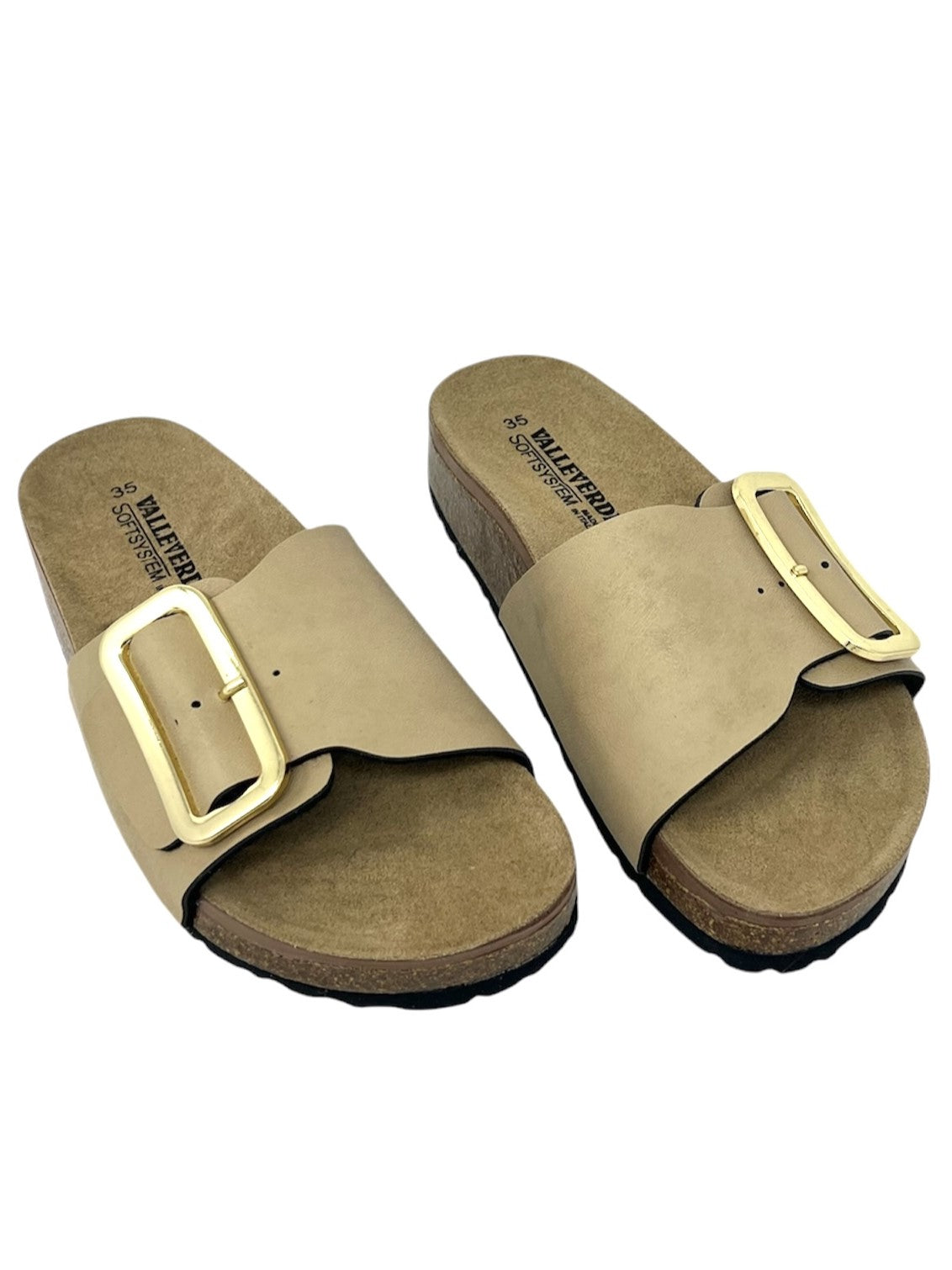 Ciabatta con fibbia tipo fussbett sabbia - VH31836