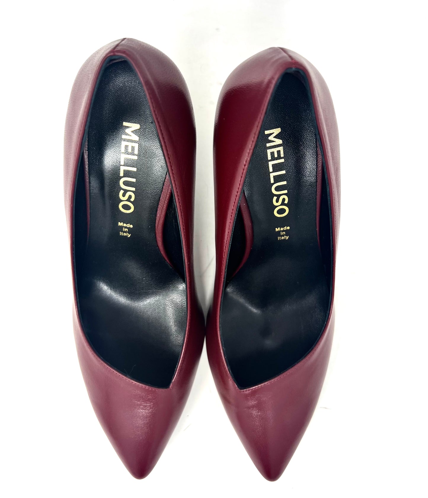 Decolletè in pelle vino tacco a rocchetto-D5184W