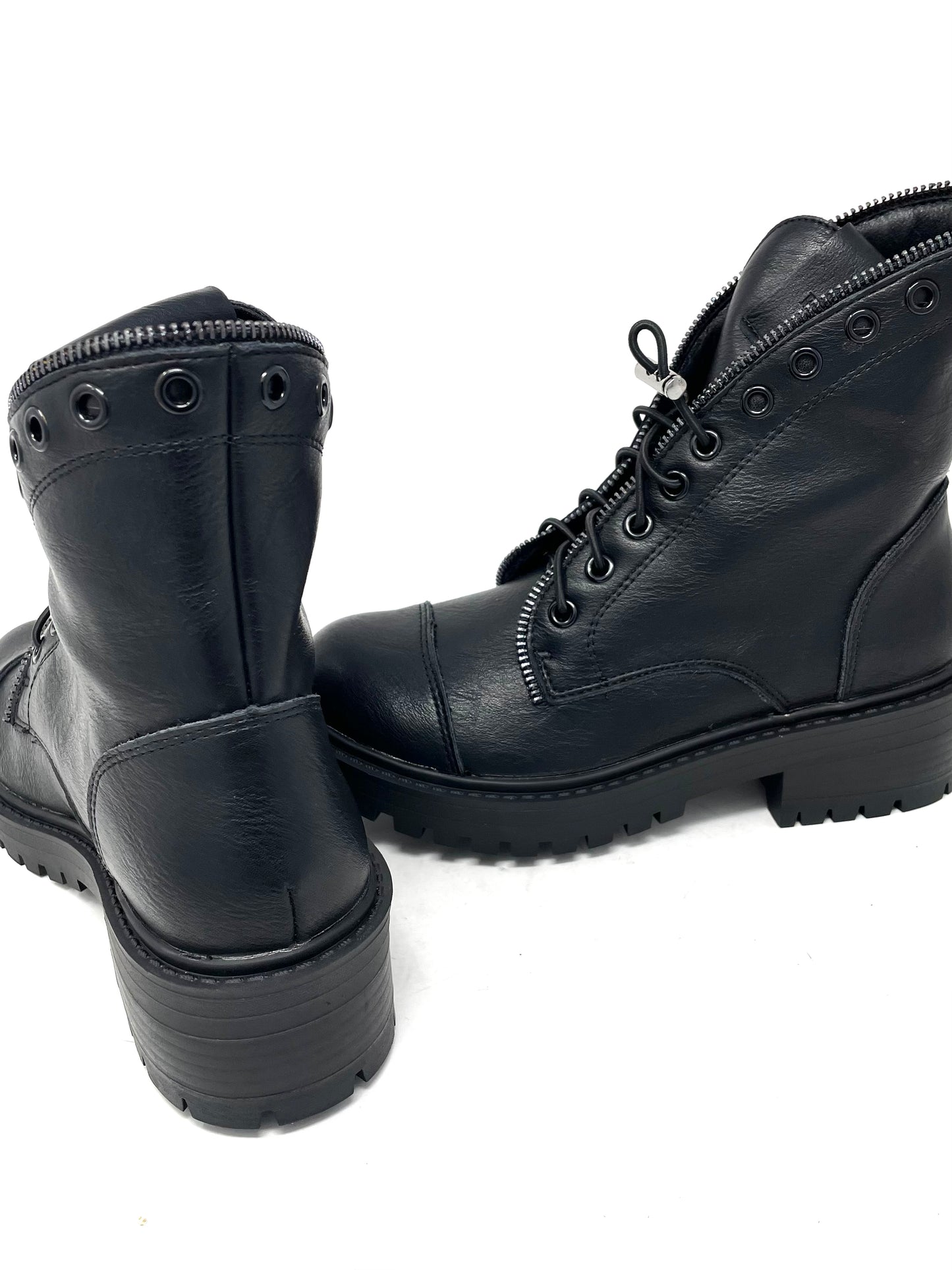Anfibio profilo zip fondo carro pelle nero - B1901AN