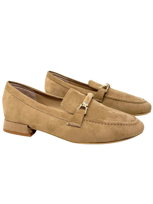 Mocassino beige in camoscio -G0406C